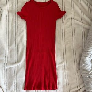 Red body con dress